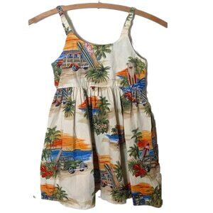 Vintage Hawaiian Dress Pacific Legend Apparel Surfboard Sunset Classic Car Beach